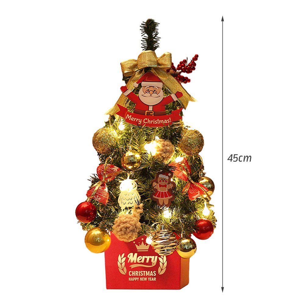 Künstlicher Dekor, 45 Cm glod Rot-goldenem Mit Mini-Weihnachtsbaum Weihnachtsbaum Schöner Blusmart Desktop-Weihnachtsbaum
