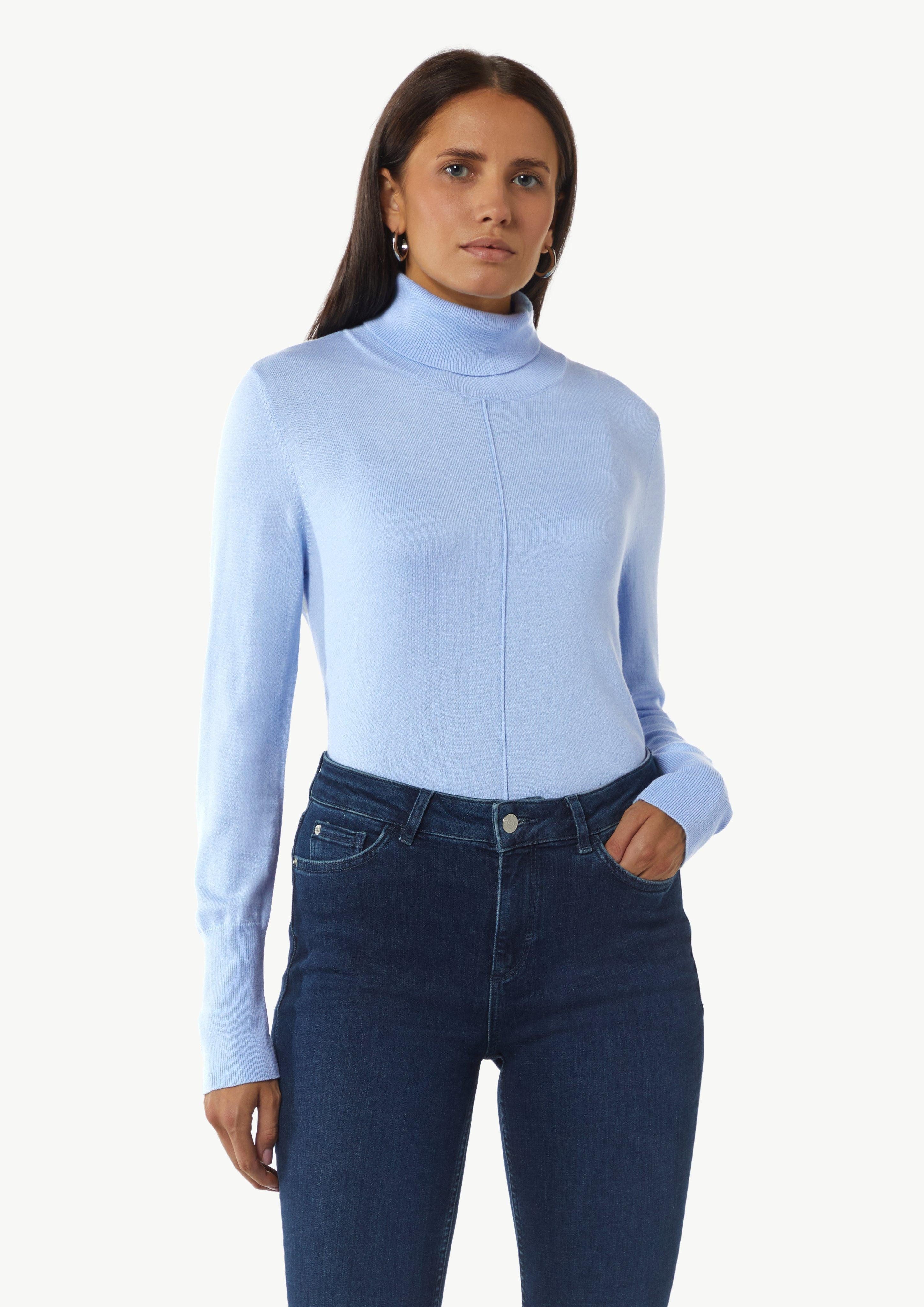 Langarmshirt Pullover mit Turtleneck und Ziernaht