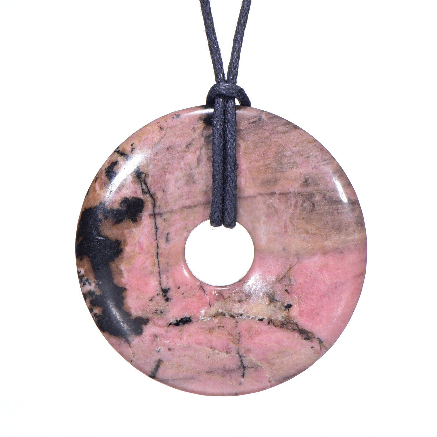 Morella Kette mit Anhänger Halskette 80 cm Donut Stein Anhänger (1-tlg), Damenkette mit Edelstein, Chakra, im Samtbeutel