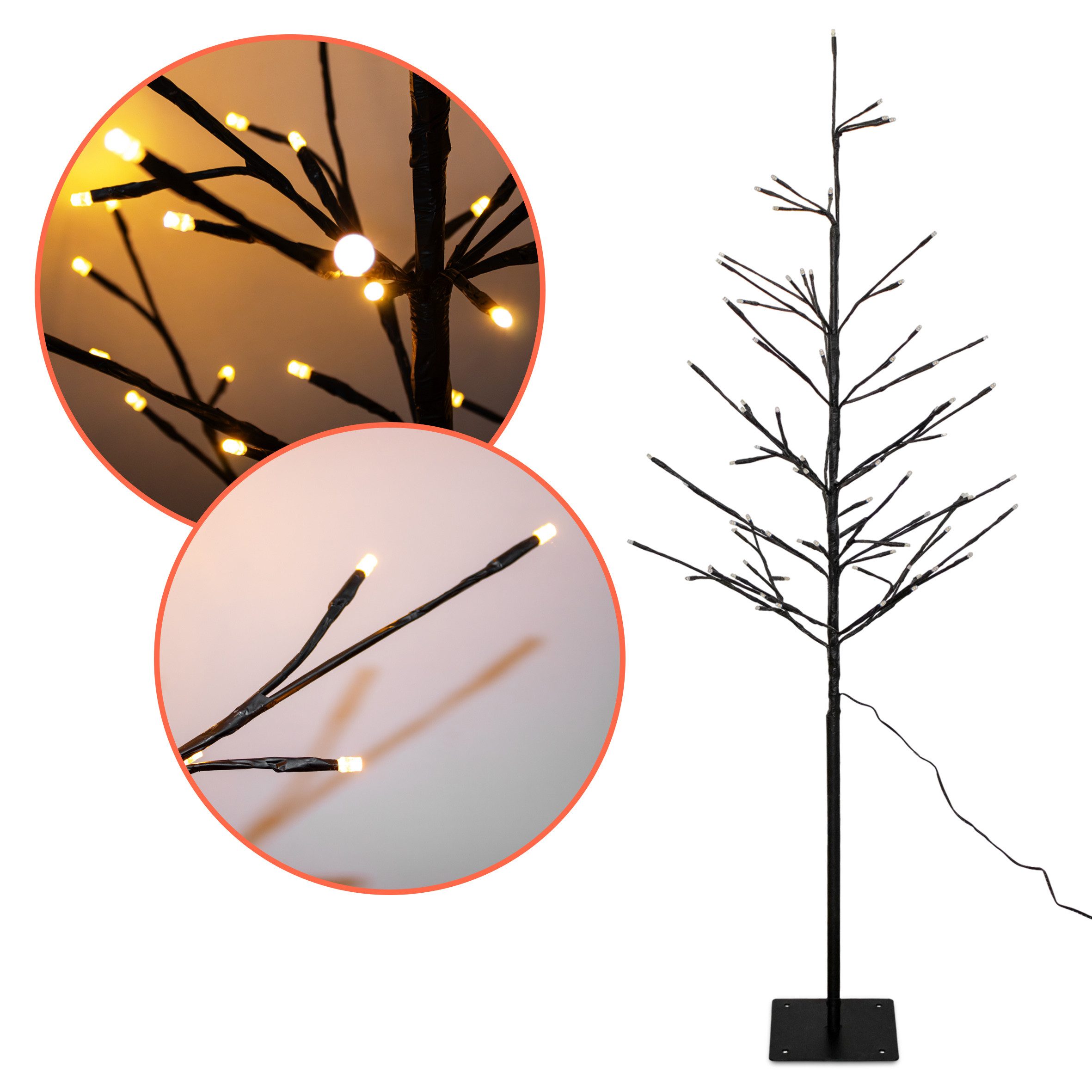 Spetebo LED Baum Deko für Außen und Innen 120 cm Höhe, Netzteil, LED fest integriert, gold, Weihnachts Dekobaum mit 80 LED beleuchtet – Bild 4 von 5