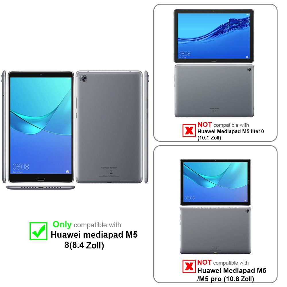 Cadorabo Tablet-Hülle für Huawei MediaPad M5 8 (8.4 Zoll) Hülle Huawei MediaPad M5 8 (8.4 Zoll), Klappbare Tablet Schutzhülle - Hülle - Standfunktion - 360 Grad Case