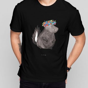 Mr. & Mrs. Panda T-Shirt Stinktier Blumenmaedchen - Schwarz - Geschenk, Nachthemd, Lustiges T- (1-tlg)