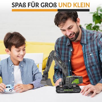 Oramics Spielzeug-Kran Raupenbagger Kettenbagger Baustellenfahrzeug Kinder Spielzeug Bagger, (Kinder-Bagger mit vielen beweglichen Teilen in handlicher Größe, 1-tlg., Spielzeug Bagger mit Rückzugfunktion und Drehmechanismus), mechanisch, OHNE Batterien und Akkus, robust, hochwertig