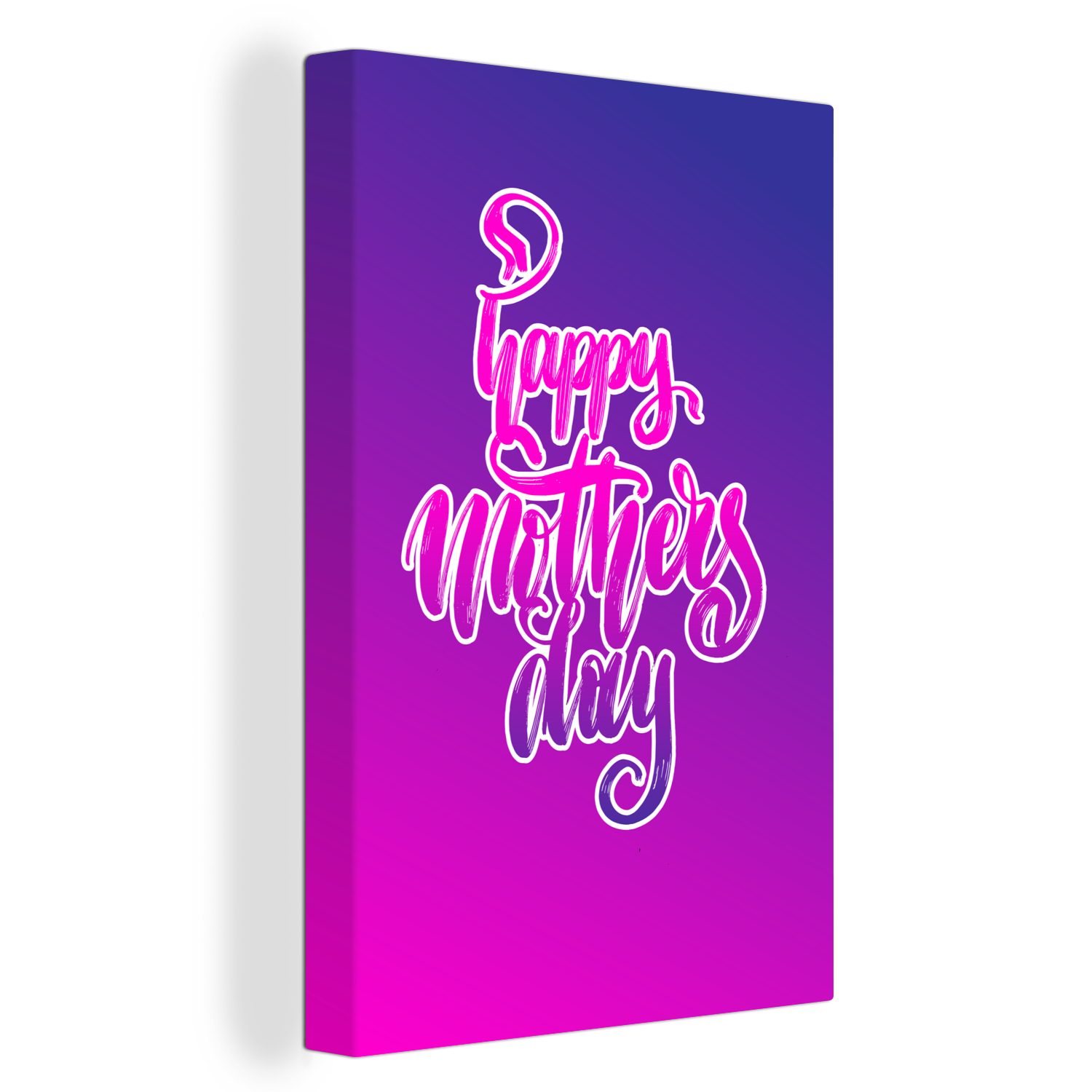 OneMillionCanvasses® Leinwandbild Illustration zum Muttertag mit Zitat "Happy Mother's Day, (1 St), Leinwandbild fertig bespannt inkl. Zackenaufhänger, Gemälde, 20x30 cm