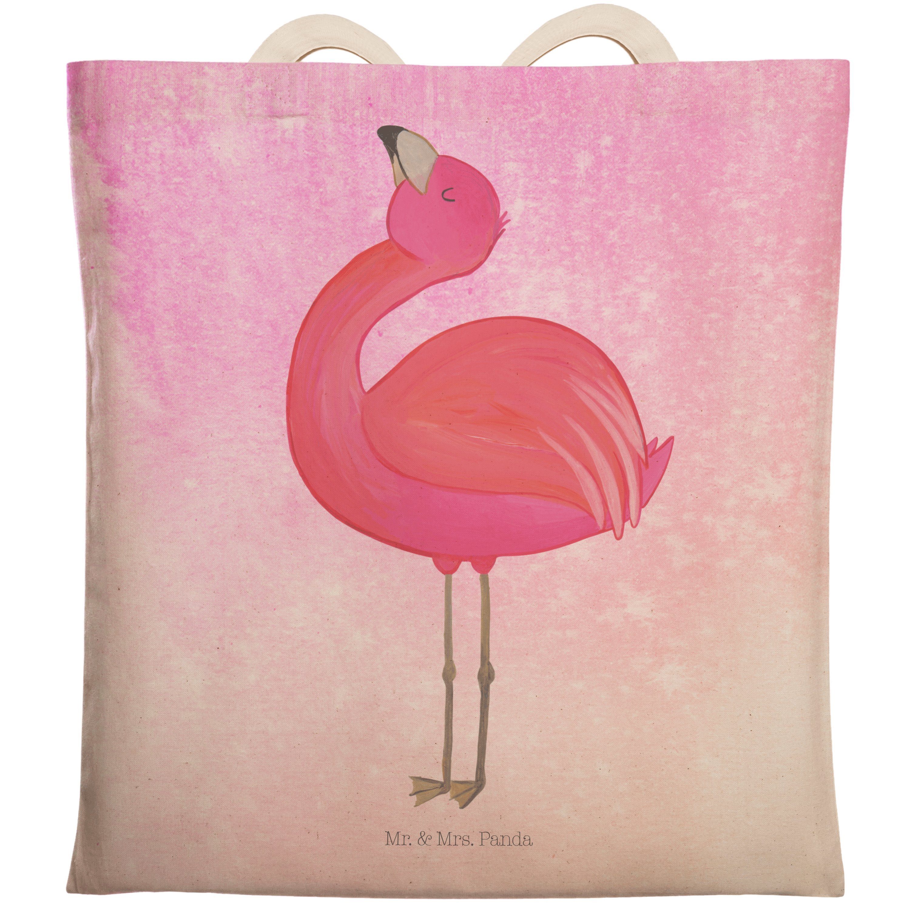 stolz Flamingo - Mr. - Geschenk, (1-tlg) Tragetasche, Tragetasche Aquarell Panda zu glücklich, Mrs. & Pink