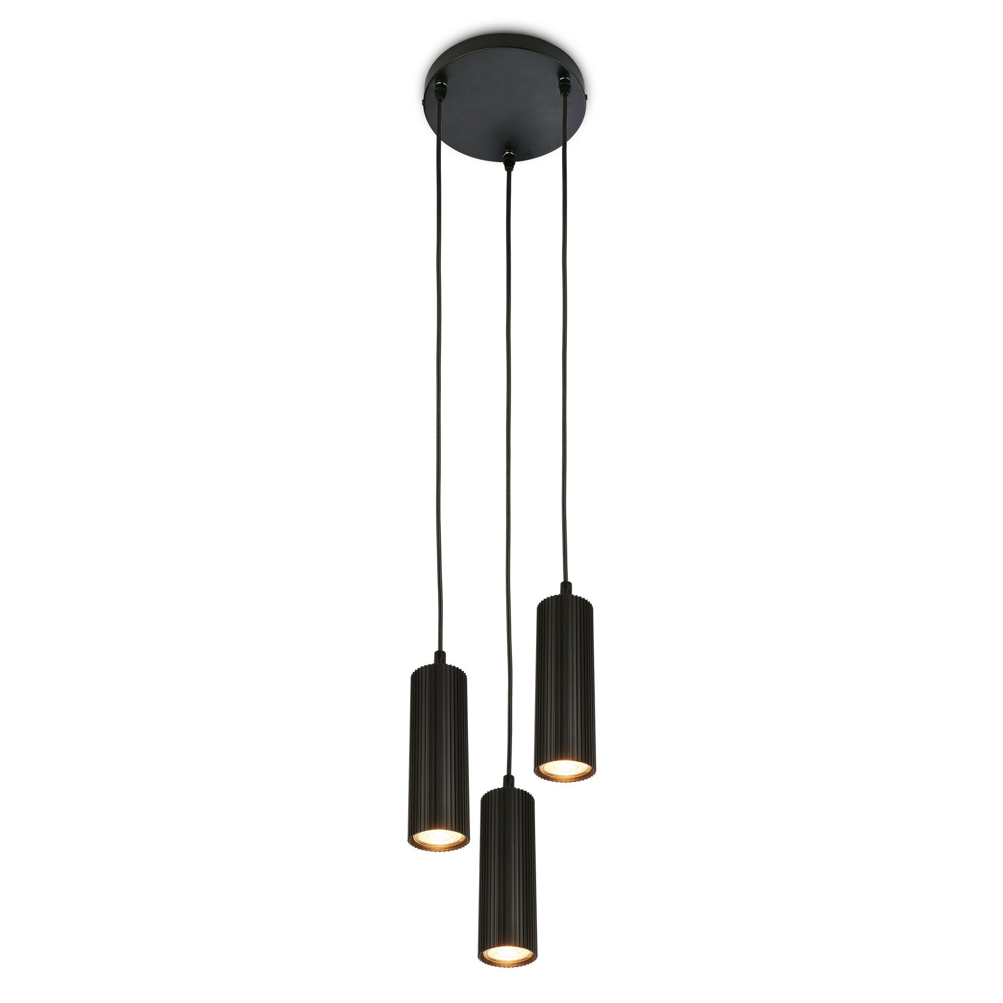 Briloner Leuchten LED Pendelleuchte Hängelampe Höhenverstellbar GU10 Riffle-Optik, 3-Flammig, ohne Leuchtmittel, Abhängig vom Leuchtmittel, 20x120 cm, Esszimmer, Esstisch, Wohnzimmer