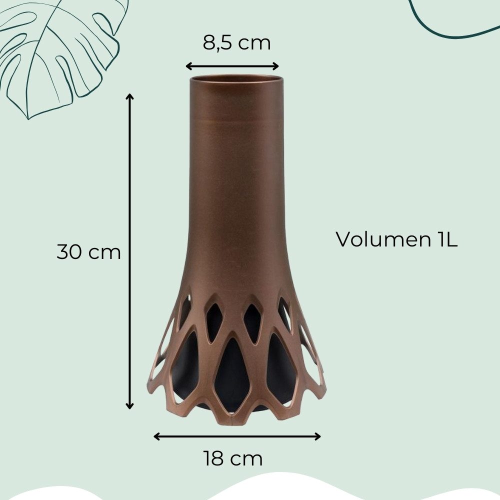 GarPet Bodenvase 2er Set Grabvase mit Sockel Friedhofvase Blumenvase Friedhof bronze 1L