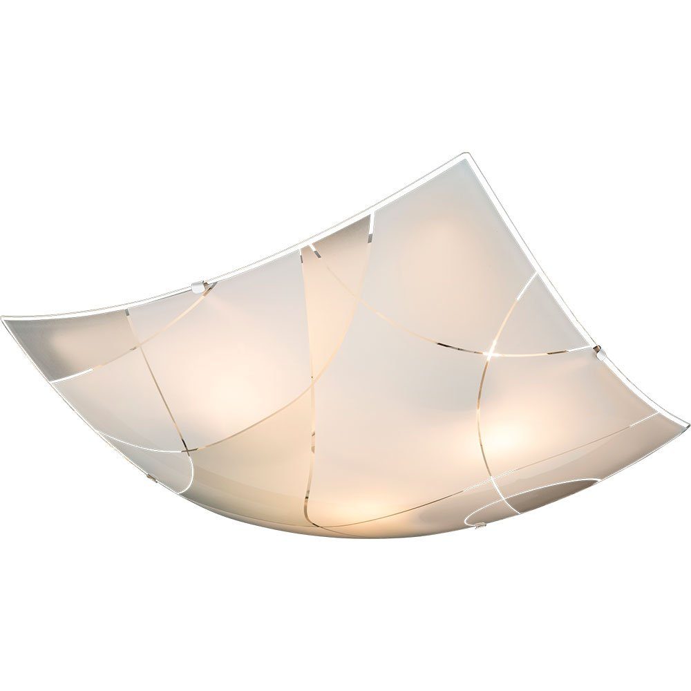 etc-shop Chrom Metall Decken Weiß Glas Leuchte Deckenstrahler, Beleuchtung Lampe
