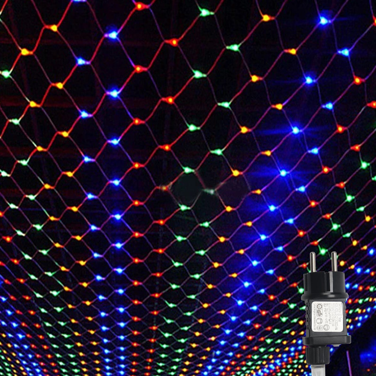 Lichterkette Lichternetz Lichtervorhang Clanmacy LED-Lichternetz Mehrfarbig Deko LED