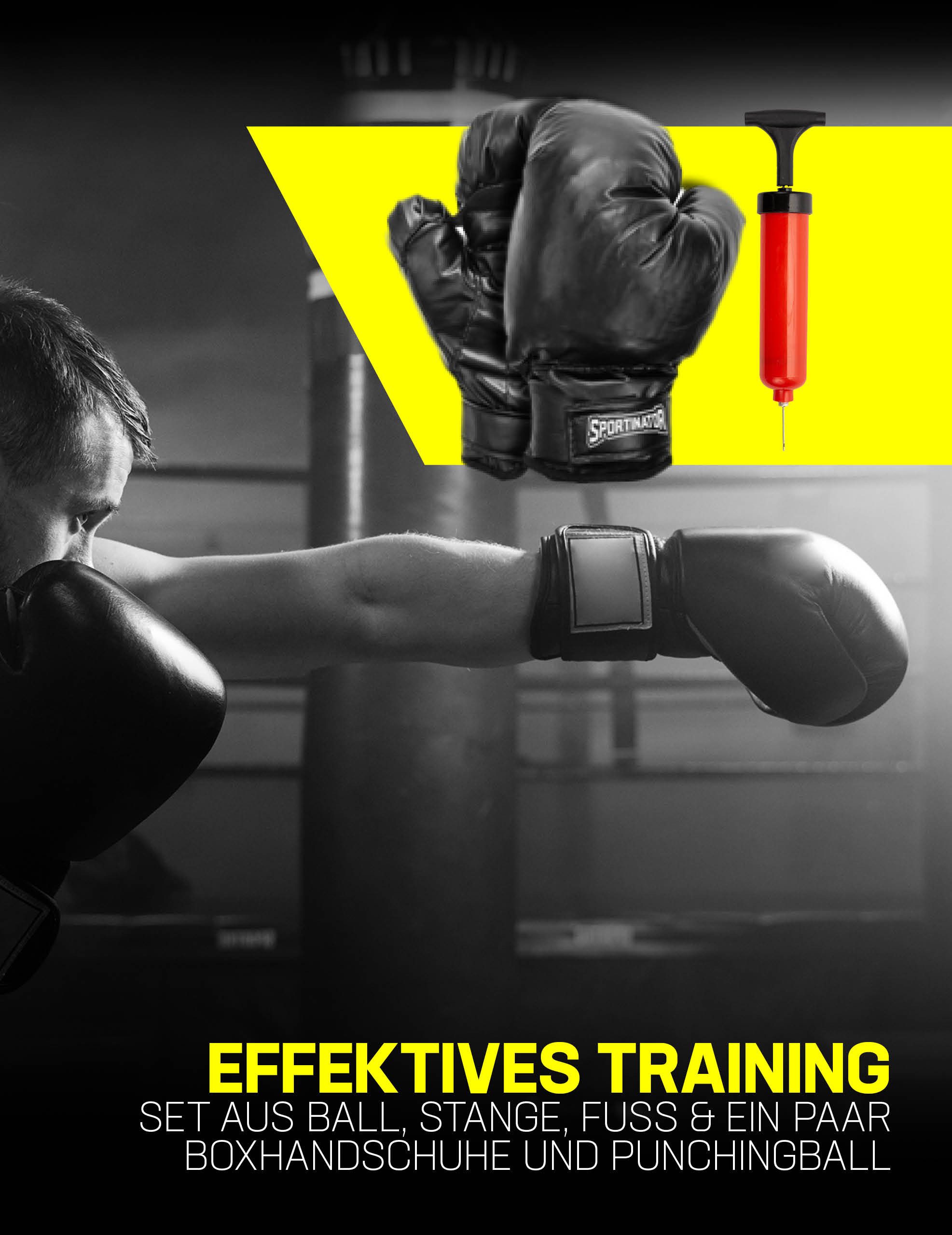 Sportinator Punchingball Standbox-Trainer inkl. Boxbirne & Boxhandschuhen, höhenverstellbare Stange von 125 cm bis 150 cm – Bild 4 von 5