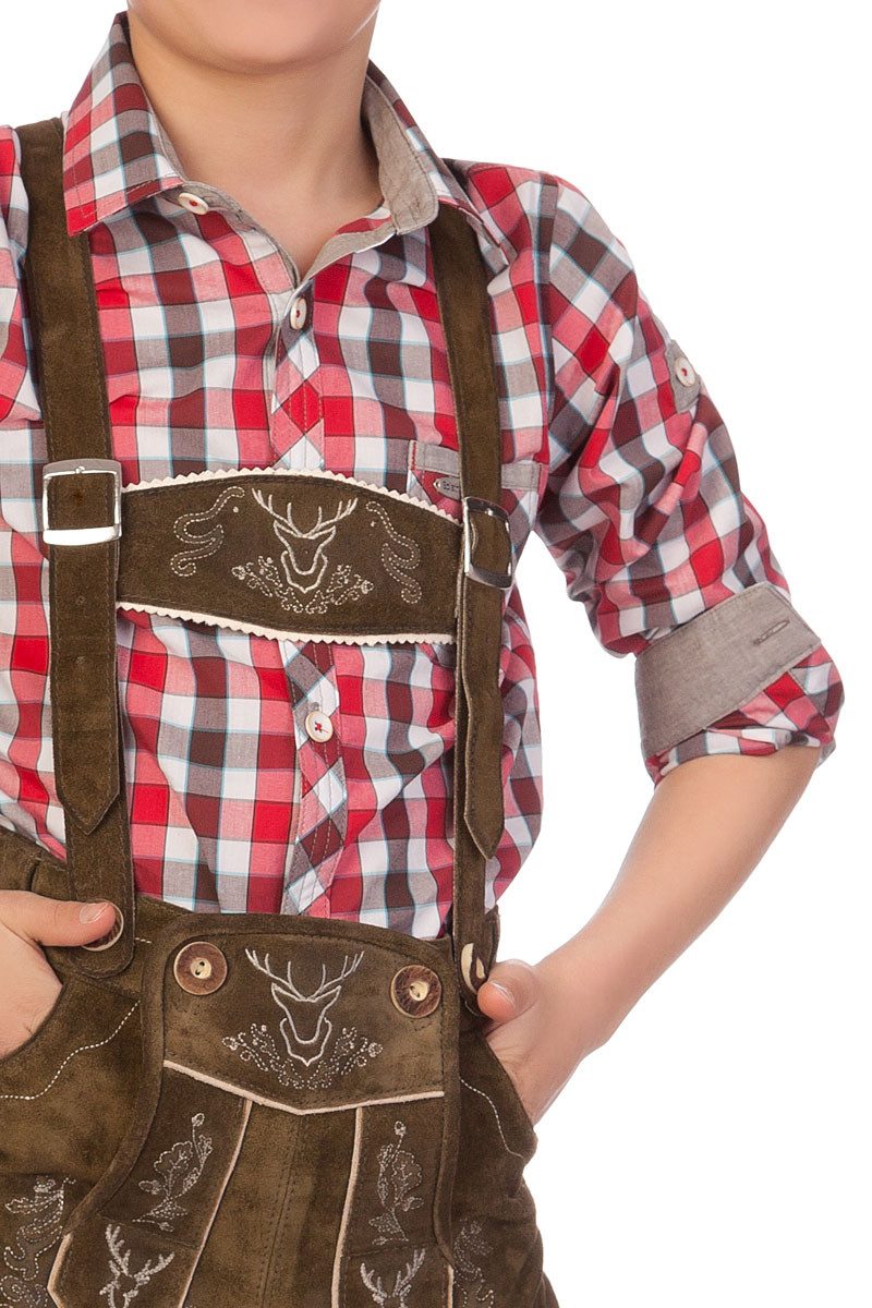 Spieth & Wensky Trachtenhemd Trachtenhemd Kind - Ki-H050 - BALU - rot, oliv