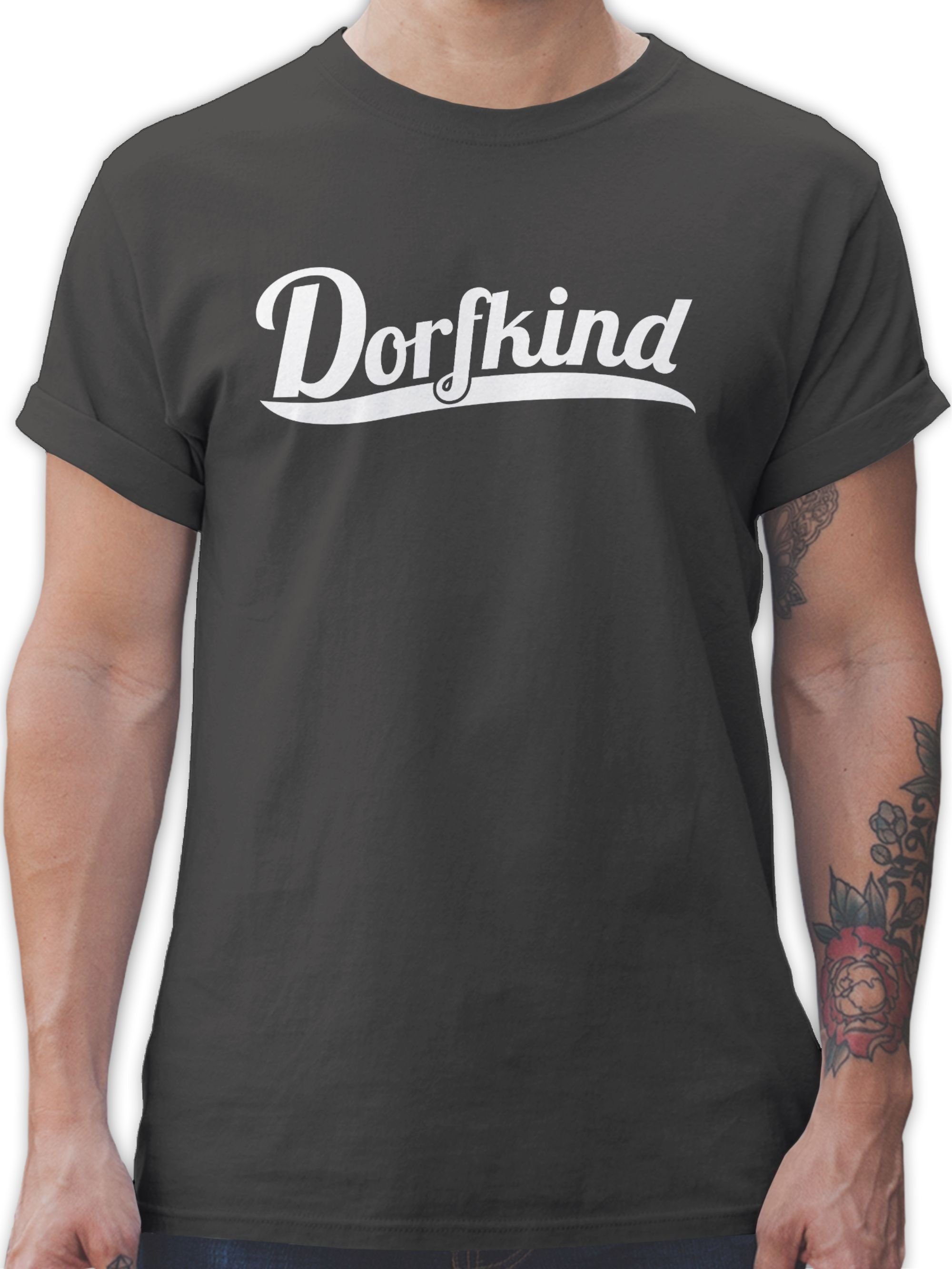 2 Sprüche Dorfkind Dunkelgrau Statement T-Shirt Shirtracer Weiss