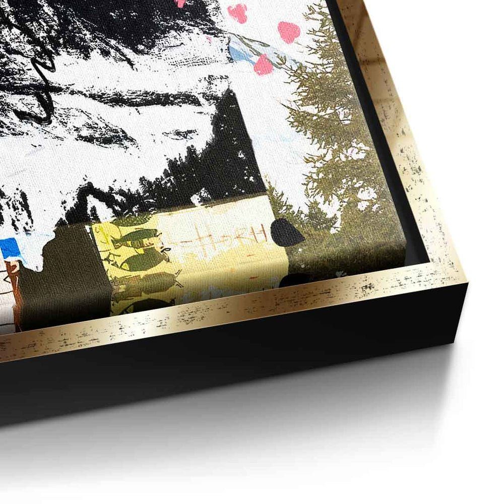Rahmen mit Leinwandbild, Matterhorn Pop Art Rahmen Leinwandbild goldener premium DOTCOMCANVAS® Collage