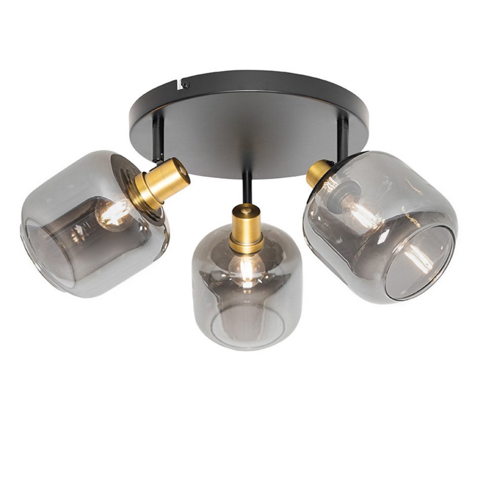 Qazqa LED Aufbaustrahler Zuzanna, ohne Leuchtmittel, Warmweiß, QAZQA Aufbau­spot, e14, Grau, Glas, Art Deco
