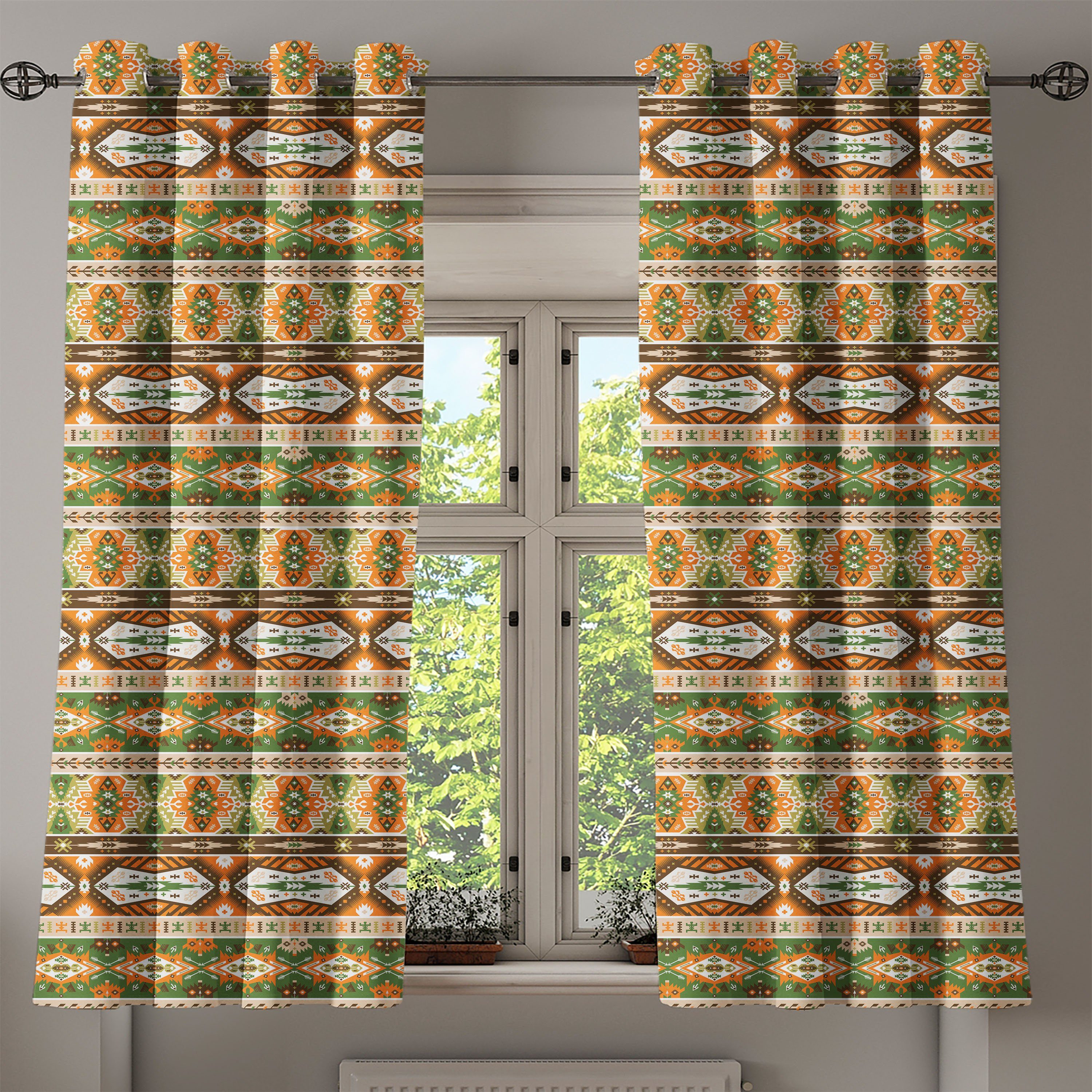 Gardine Dekorative 2-Panel-Fenstervorhänge für Schlafzimmer Maya-Art-Streifen Wohnzimmer, Aztec Stammes Abakuhaus