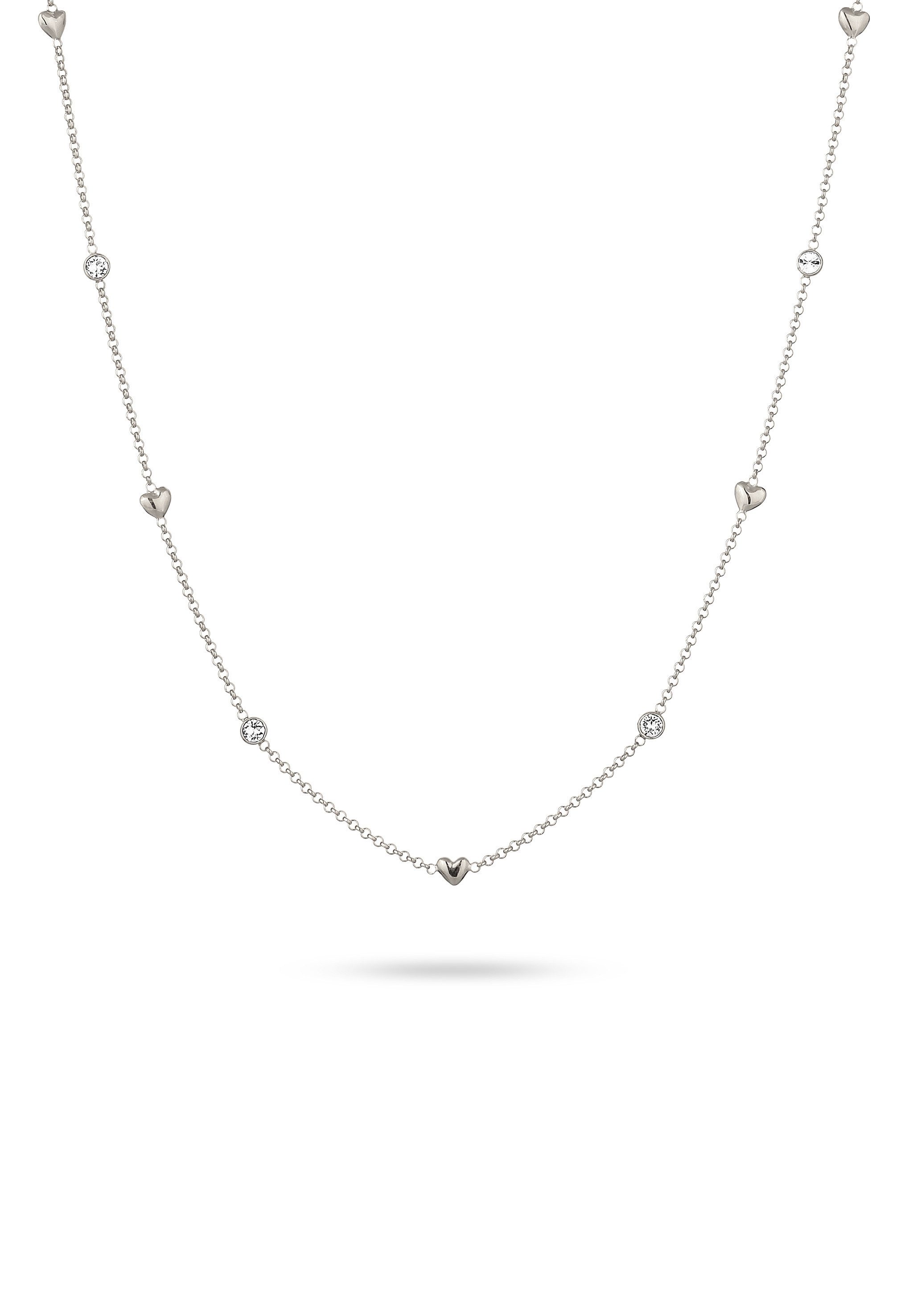 Kette mit Anhänger Herz Weiß 925 Sterling Silber, mit Kristallen von Swarovski®