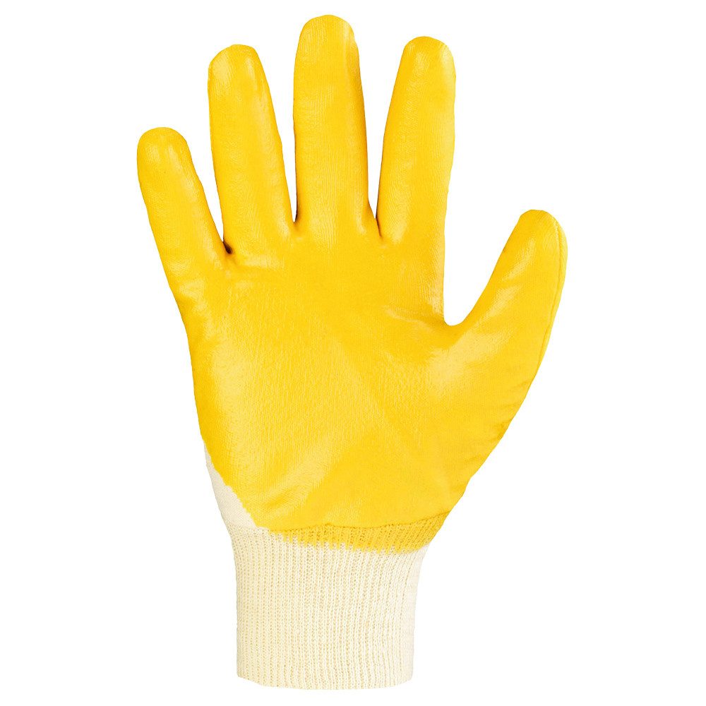 Stronghand Nitril-Handschuhe Nitrilhandschuh YellowStar 0550 (Packung, VPE=12 Paar, Gr 7-11) teilbeschichtet/Nitril- Strickbund