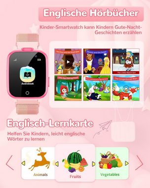 ADUOGENG mit 13 Gewohnheitsweckern und Hörbücher - 26 Spiele Kinder Smartwatch (Gewohnheitsweckern und Hörbücher - 26 Spiele), mit Anruffunktion SOS Englisch-Lernkarten Schulmodus Kamera