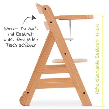 Hauck Hochstuhl Alpha Plus Move Natur (5 St), Holz Kinderhochstuhl inkl. Essbrett, Sitzkissen und 2 x Silikon Teller
