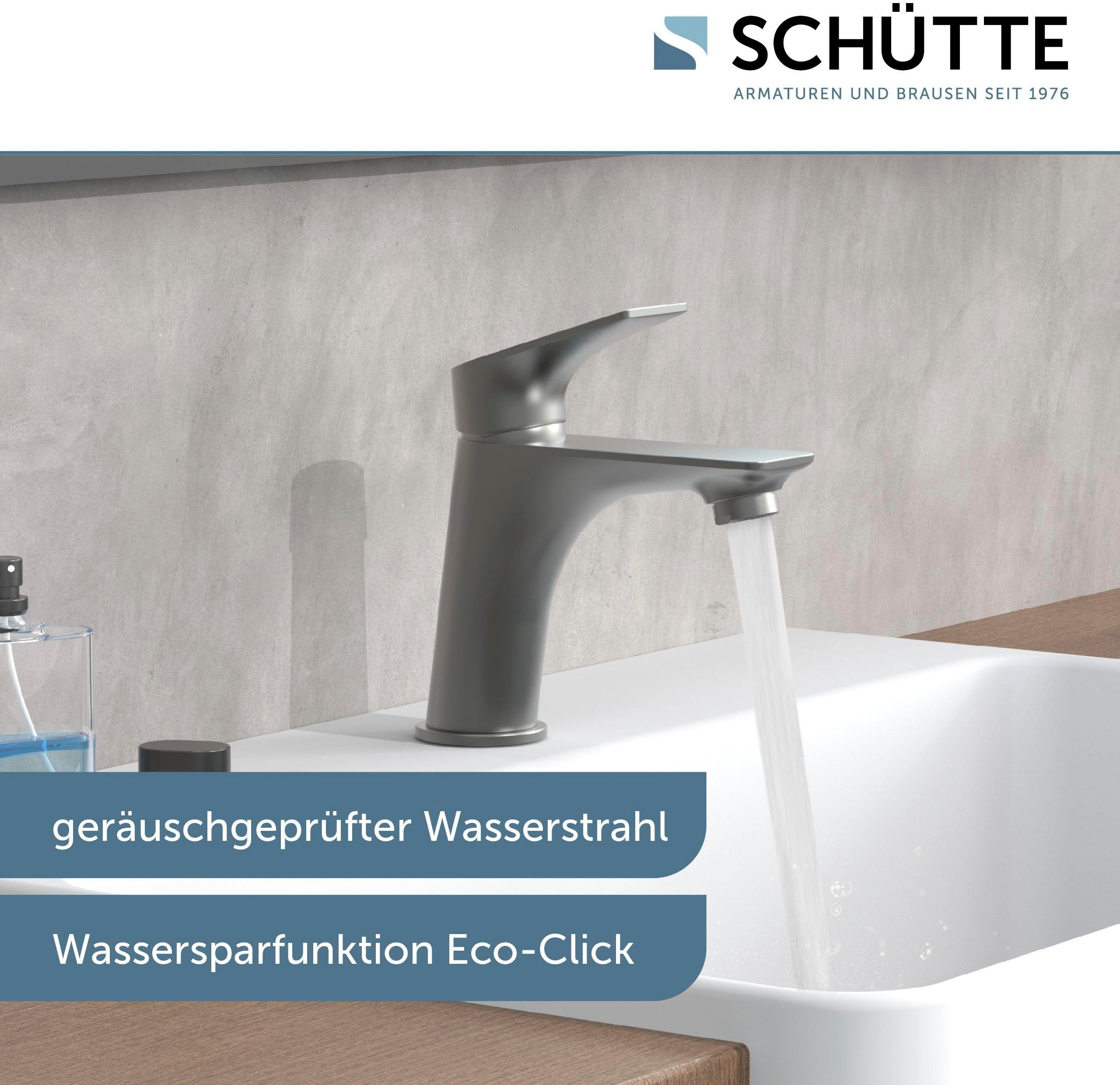 matt graphit Waschtischarmatur Schütte inkl. Pop-Up Eco-Click-Funktion, wassersparende BOSTON