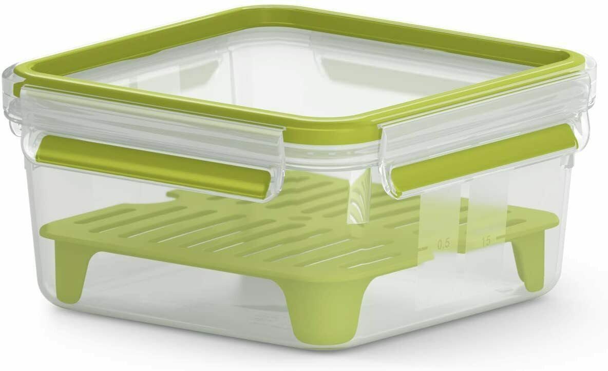 Emsa Salatbox Sandwichbox XL Clip Go 1 3L grün transparent Gittereinsatz, Kunststoff, (Lunchbox)
