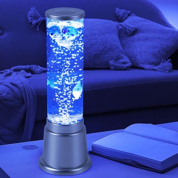 etc-shop Dekolicht, Wassersäule Tischleuchte LED RGB Farbwechsler Deko-Fische