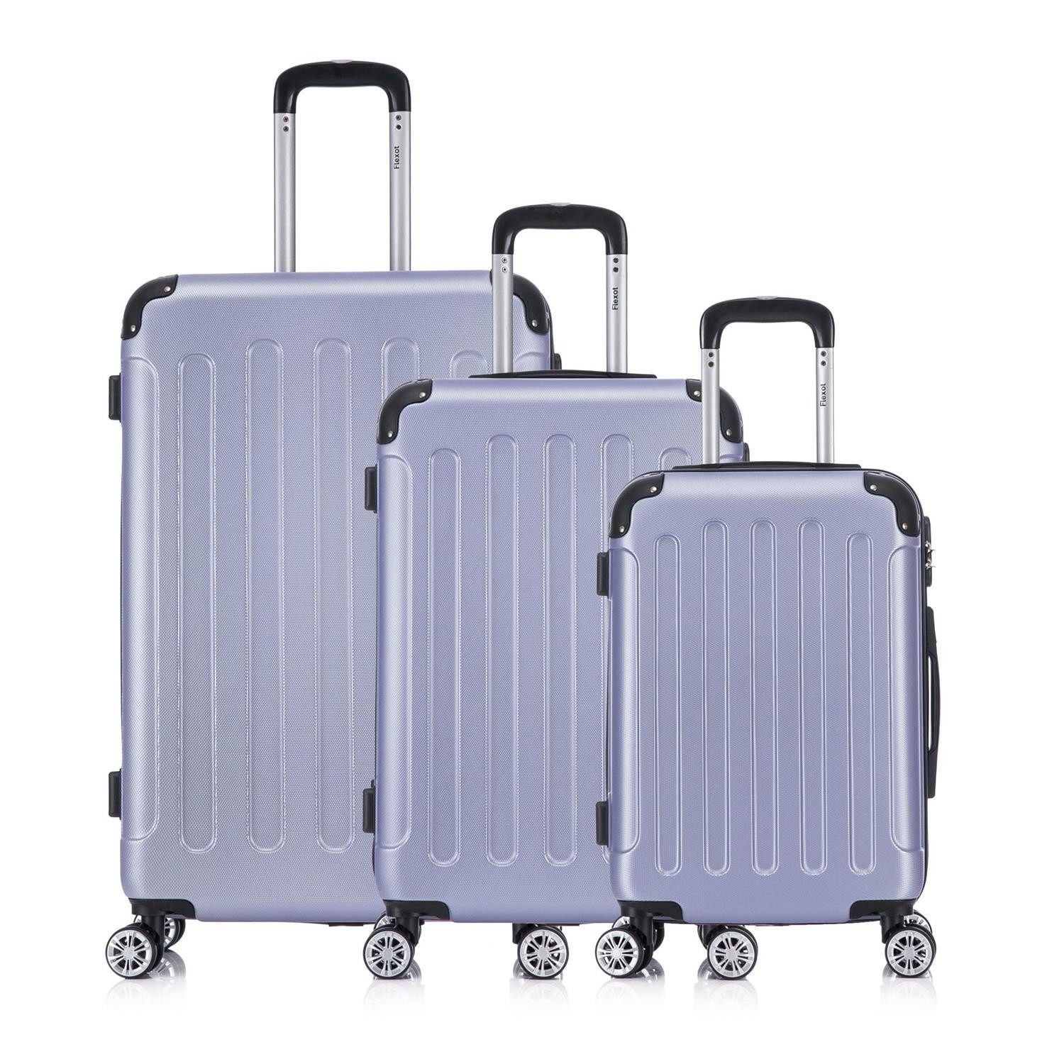 Flexot Hartschalen-Trolley F-2045 Kofferset, 360° Rollen, robuster Reisekoffer, Bordcase, 4 Rollen, Robuster und moderner Koffer mit vier 360° Rollen und Zahlenschloss