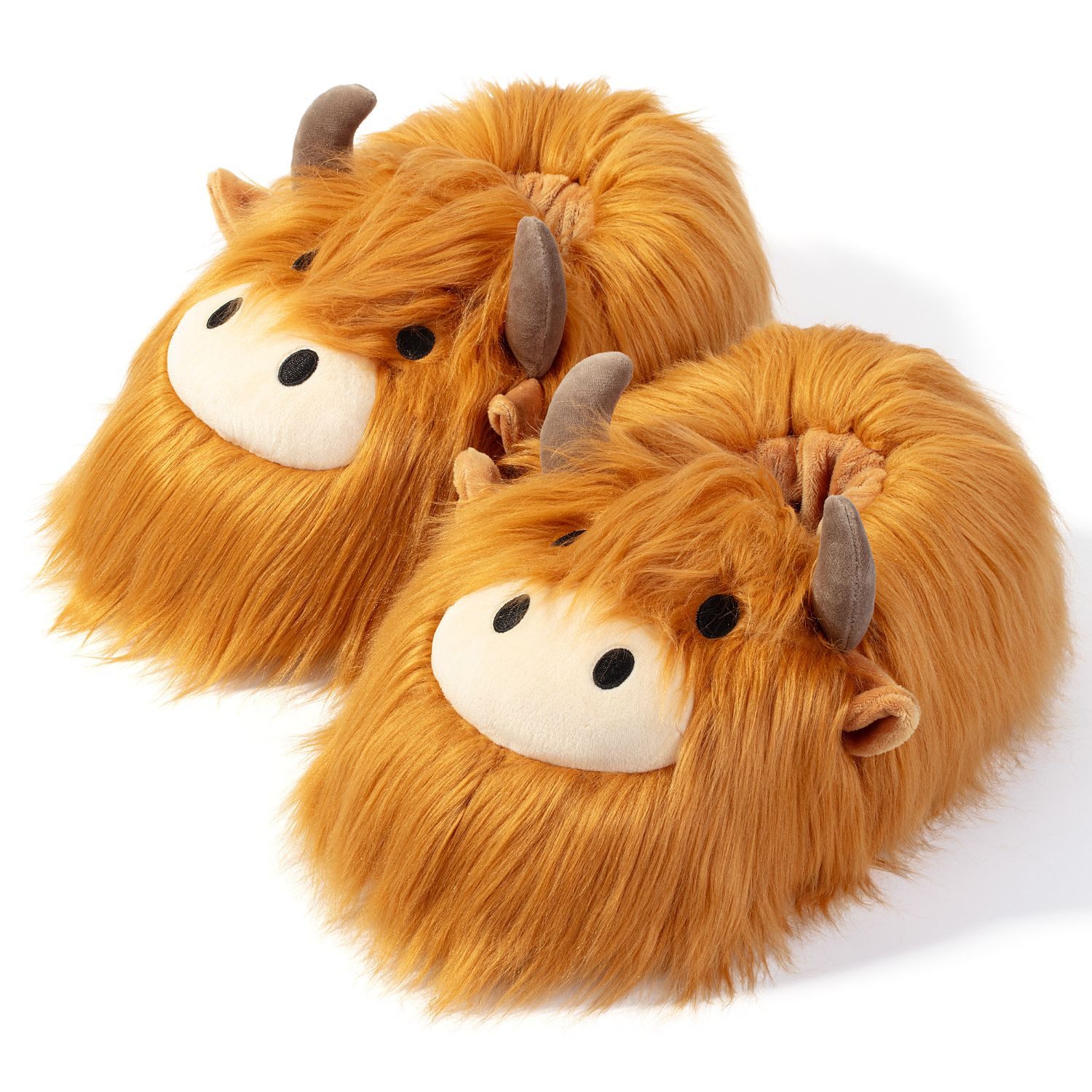 Corimori Plüsch Highland Cow Hochland-Rind Pantoffeln Plüsch Hausschuhe (Packung, Geschenk) Flauschige Highland Cow Pantoffeln, Slipper, EU Einheitsgröße 34-44