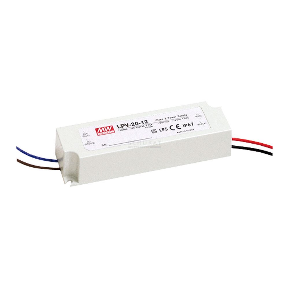 "LPV-20-12" 12V, Einbau, 20W, Niedervolt, IP67 LED Trafo