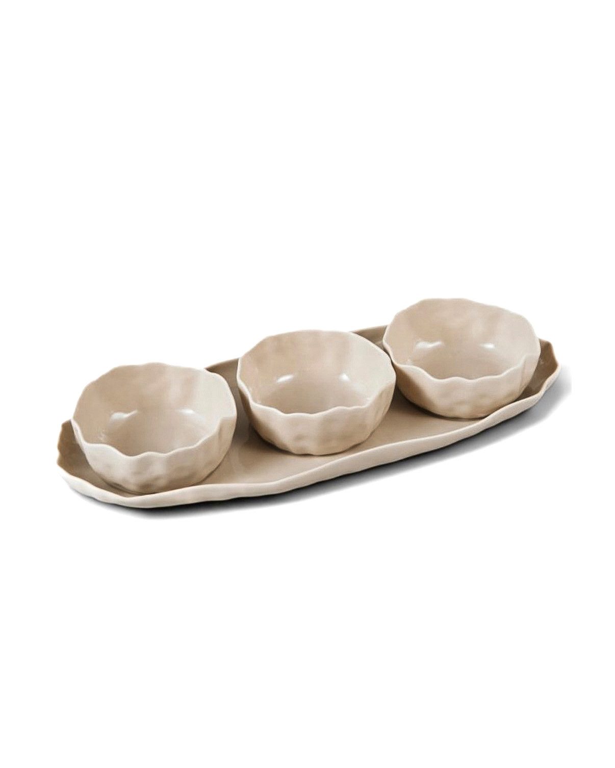 EKA Snackschale Angles Beige Snack Set, Porzellan, (4-tlg)