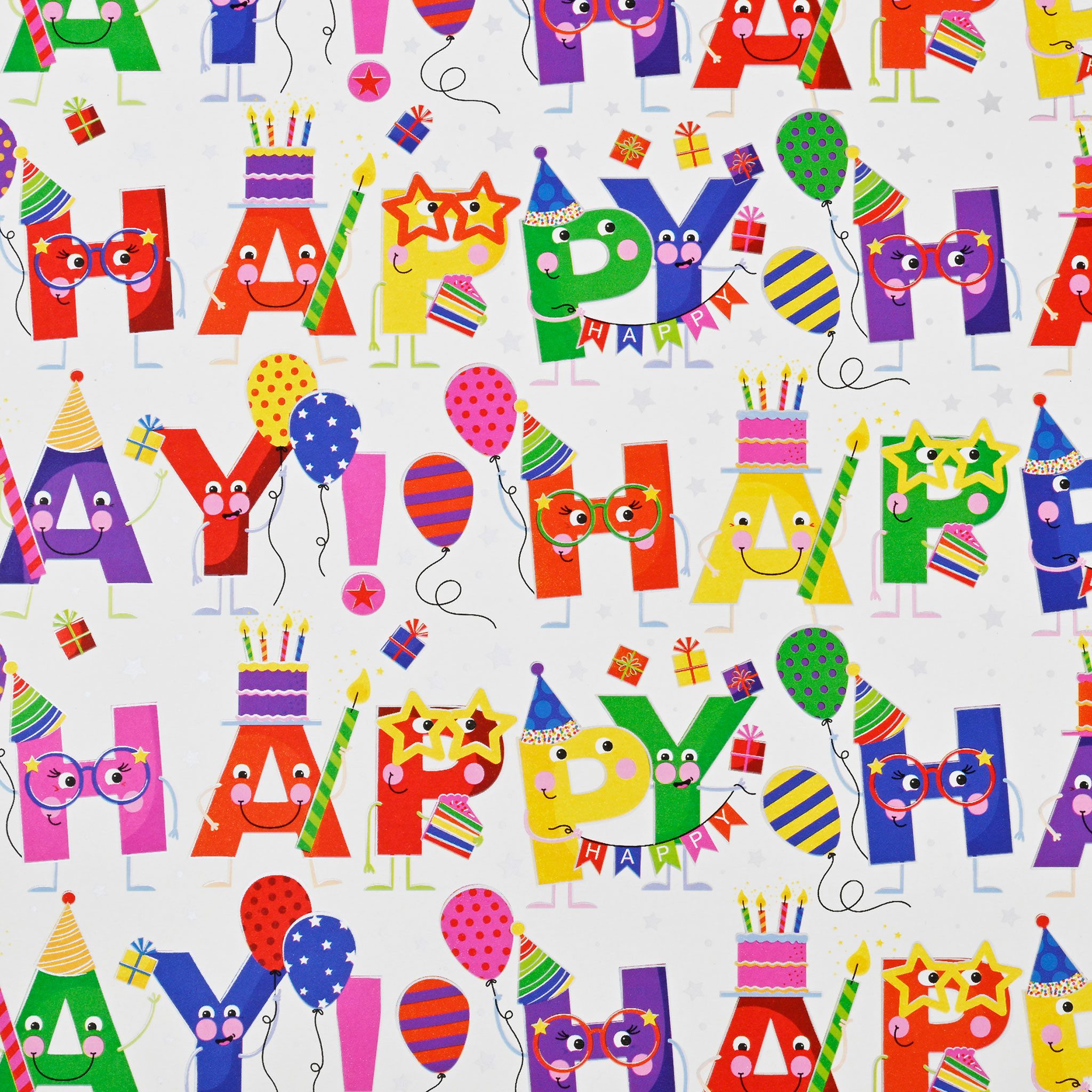 Star Geschenkpapier, Geschenkpapier Geburtstag 70cm x 2m Rolle mit Luftballons & Partydeko