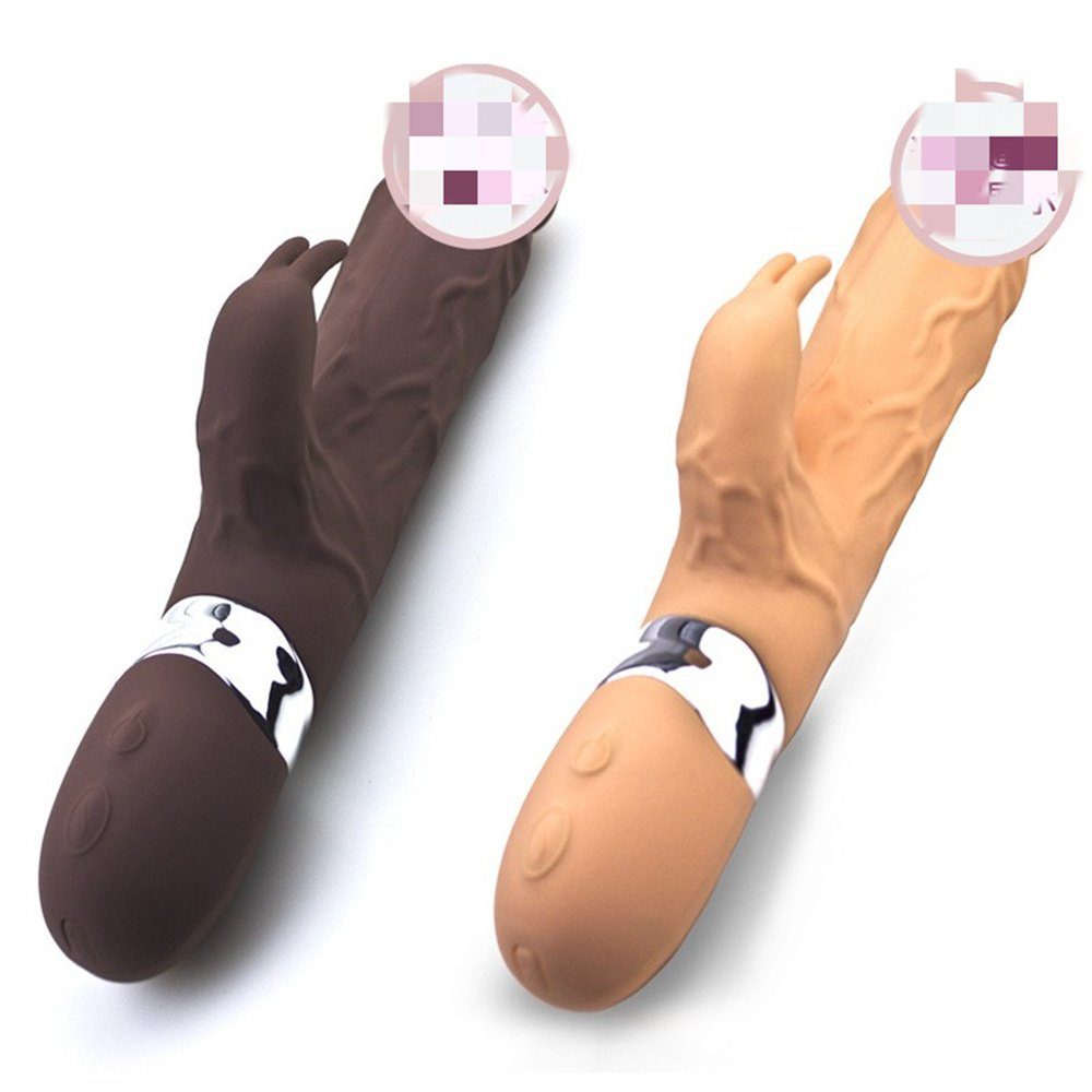 Doppelte Rabbit Klitoris mit Vibrationsmodi 7 Stimulator Massage-Stab Hautfarbe Klitoris-Stimulator G-punkt, und autolock Sie Vibrator Rabbit-Vibratoren für