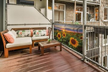 MuchoWow Balkonsichtschutz Blumen - Nacht - Sonnenuntergang - Sonnenblume - Horizont (1-St) Balkonbanner, Sichtschutz für den Balkon, Robustes und wetterfest