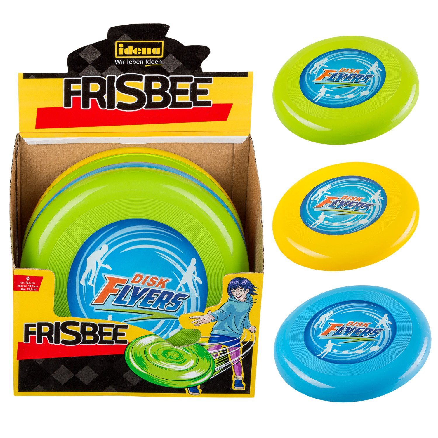 Idena Wurfscheibe Idena 40005 - Wurfscheibe ca. 19 cm, sortiert, ideal für den Sommer