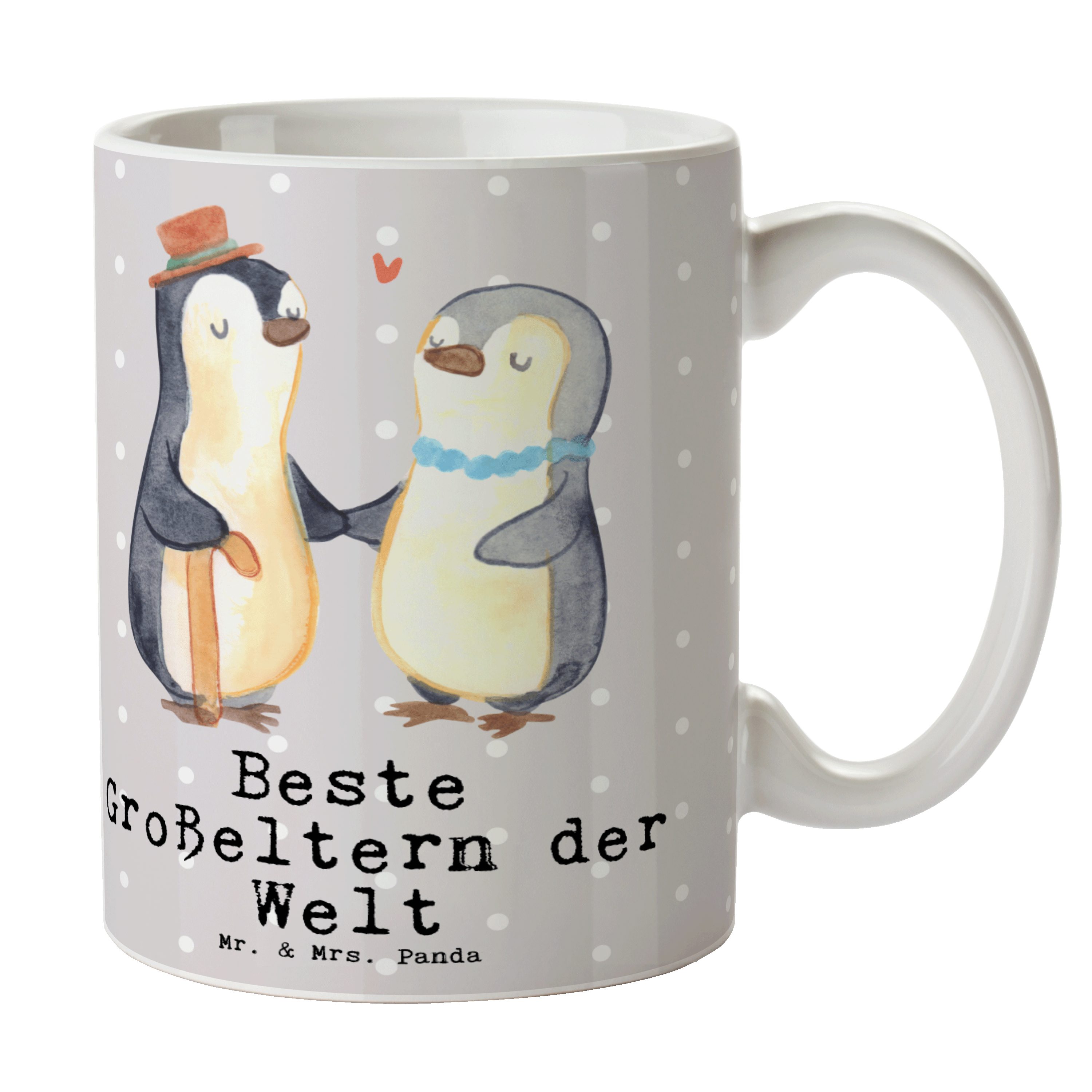 Mr. & Mrs. Panda Tasse Pinguin Beste Großeltern der Welt - Grau Pastell - Geschenk, Omma, Ta, Keramik