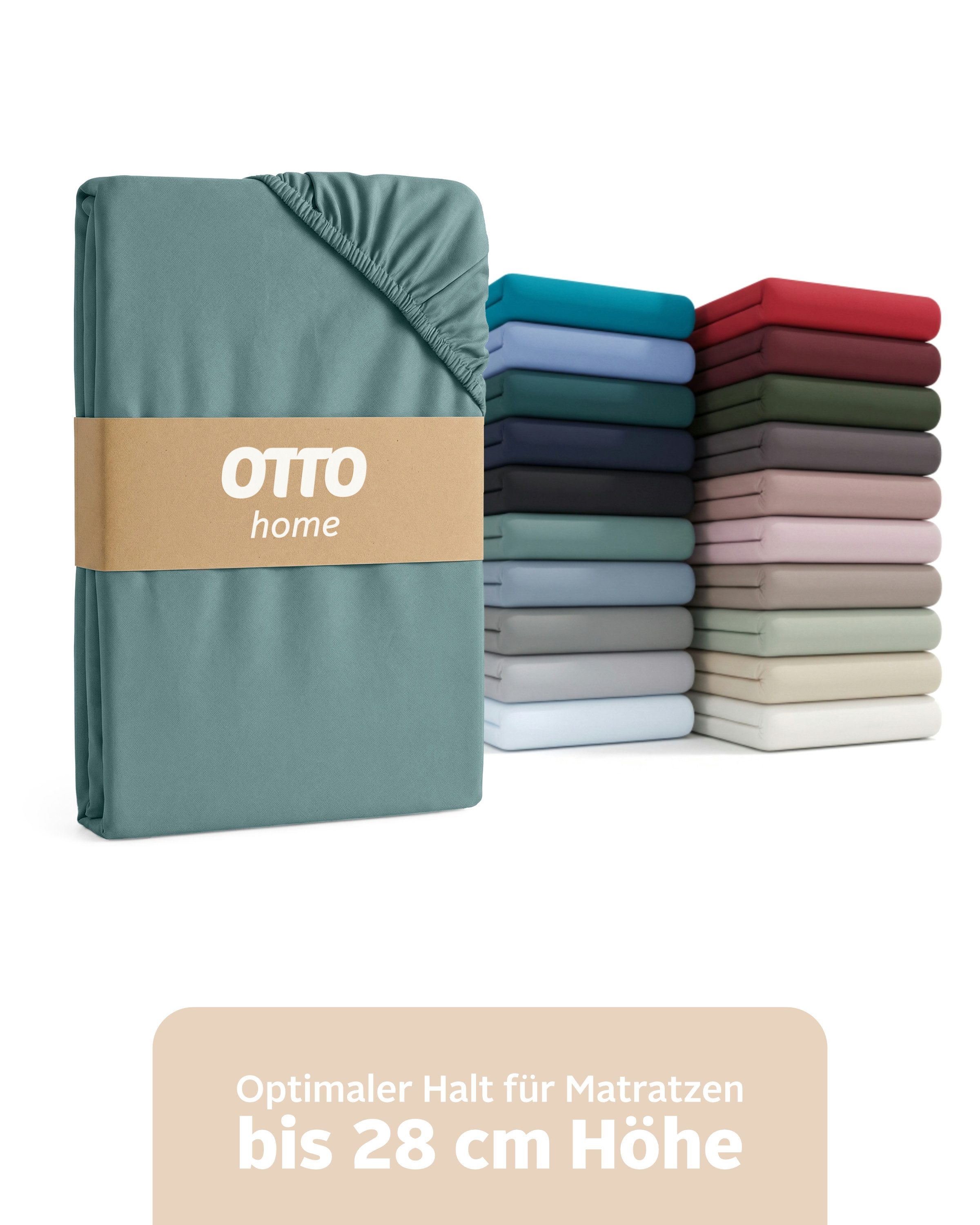 OTTO home Spannbettlaken BLACKBERRY in PREMIUM und BASIC Qualität, 100% Baumwolle, Jersey (160 g/m), Gummizug: rundum, (2 Stück), für hohe Matratzen bis 28 cm, Bettlaken, Spannbetttuch, Boxspring