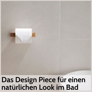 DEKAZIA Toilettenpapierhalter, Holz, ohne Bohren, Nachhaltiges Eichenholz, Made in Germany