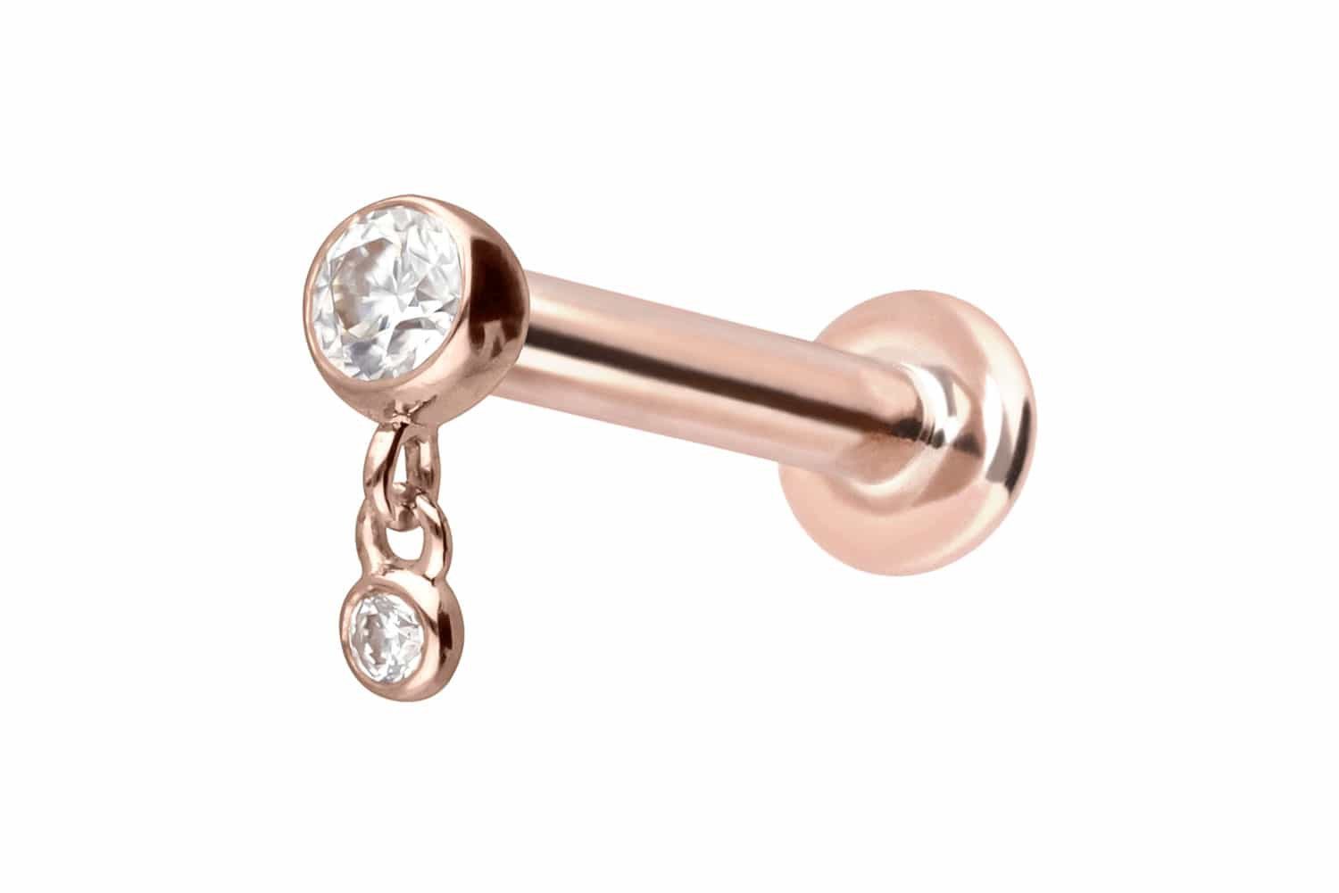 PIERCINGLINE Piercing-Set 14 Karat Gold Labret mit Push Fit 2 MOISSANITE (Labrets, 1-tlg)