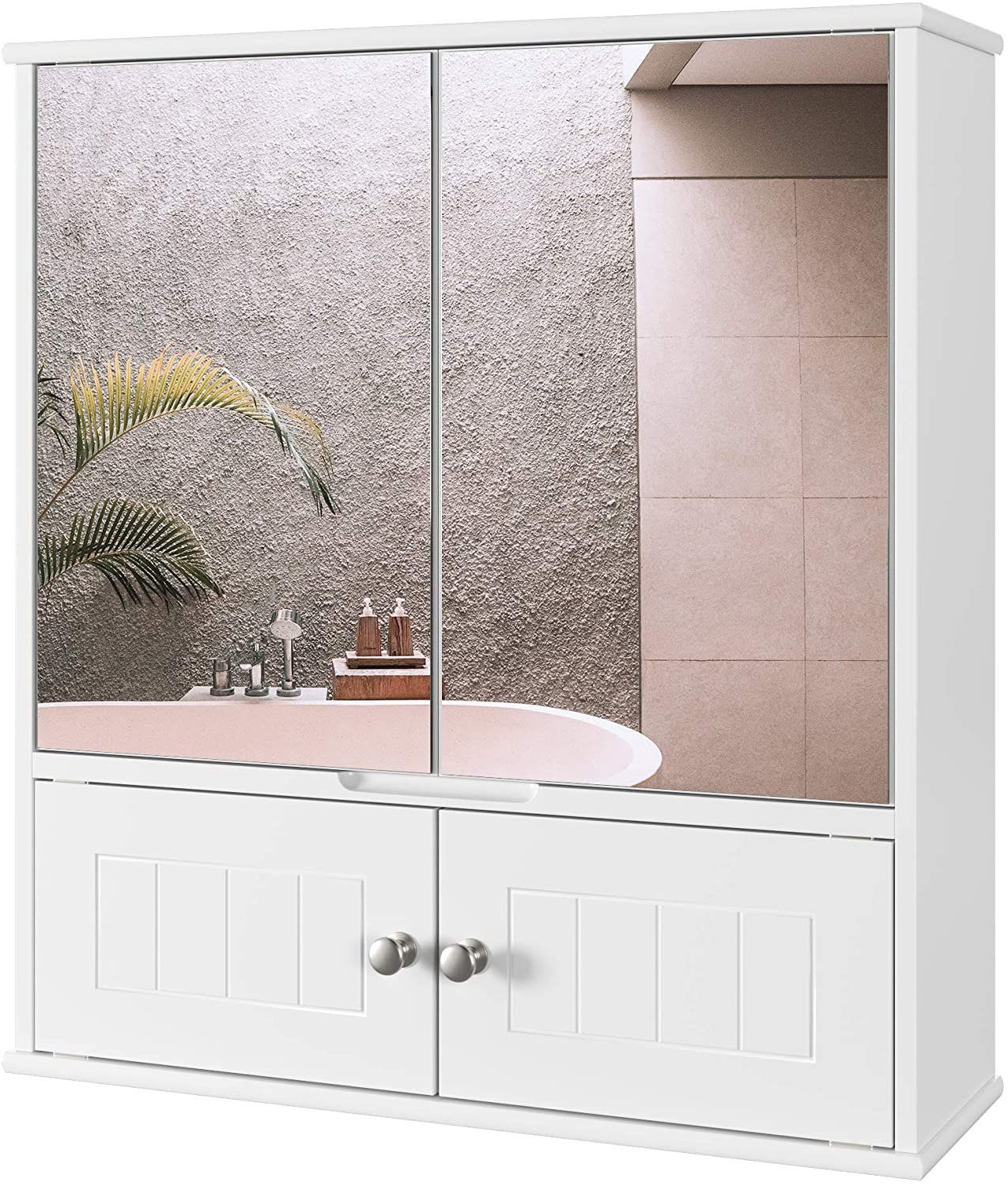 Ablage Weiß mit Badezimmerspiegelschrank Badschrank Hängeschrank HOMECHO