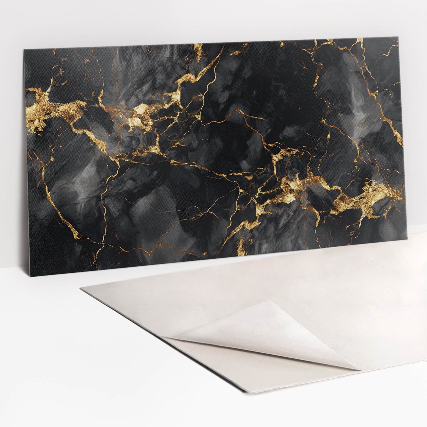 Tulup Wandpaneel Küchenrückwand Marmorstein & Gold 100x50cm Vinylfliesen Selbstklebend, (1-tlg)