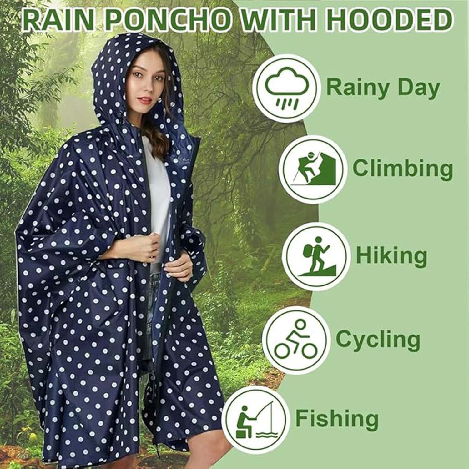 Coonoor Regenjacke Unisex Regenjacken Regencape, Wasserdicht mit Kapuze – Bild 5 von 5