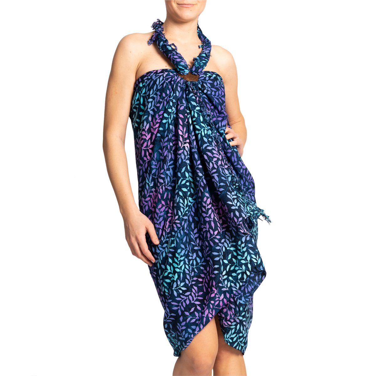 Designs Strandkleid dropping den blue Strand Halstuch B806 Bikini hochwertiger dunkle Cover-up Pareo Tuch Strandtuch, Viskose Wachsbatik Schultertuch für aus Sarong PANASIAM