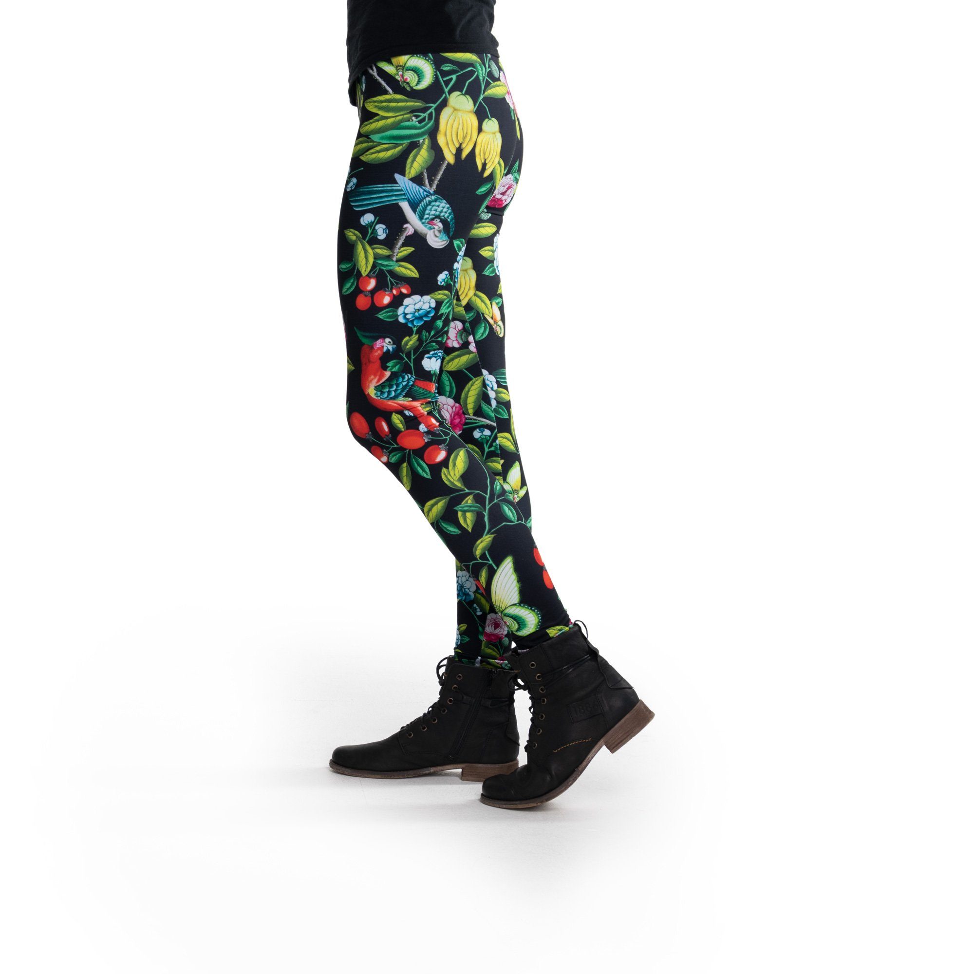 cosey Leggings Blumen-Leggings (Einheitsgröße) - Design Kamelie (farbenfrohes Blumen-Design • figurbetonte Passform • schnelltrocknend, Einzelartikel) Design Kamelie
