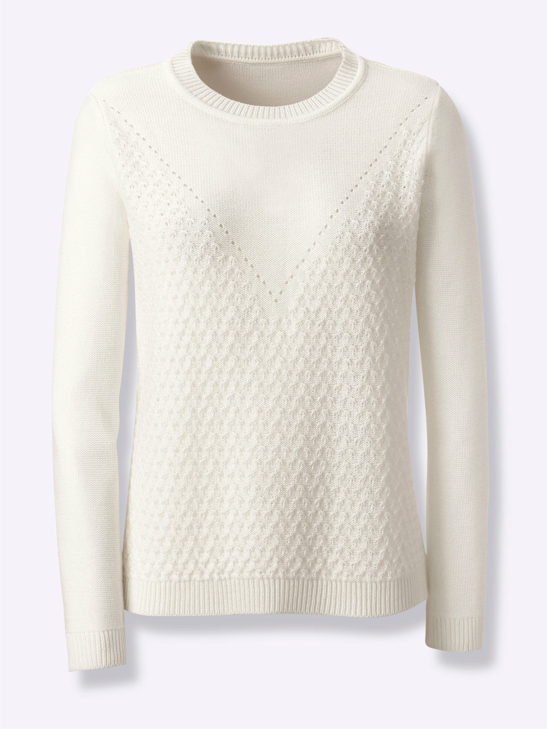 Strickpullover Rundhals-Pullover Langarm Mustermix gestrickt
