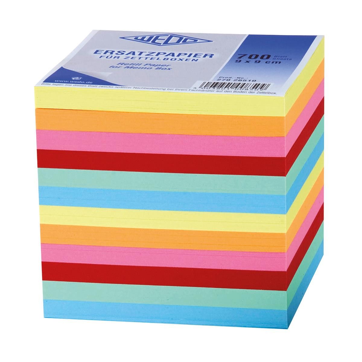 Werner Dorsch Notizheft WEDO Zettelboxeinlage 27026510 9x9cm 7farbig 700 Bl./Pack.
