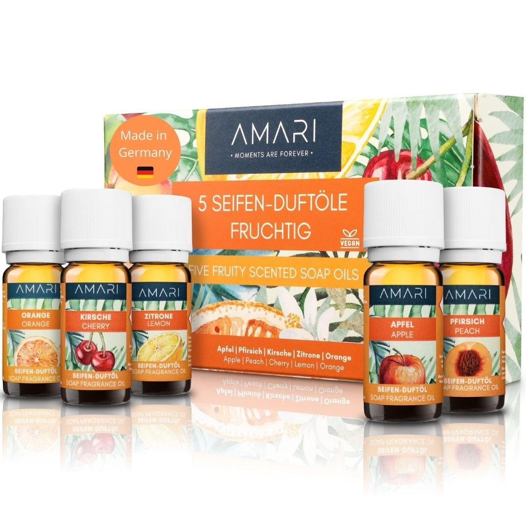 Amari Seifen-Set AMARI® Duftöl Set Fruchtig 5 ausgewählte Duftöle zur Seifenherstellung | Handseifen