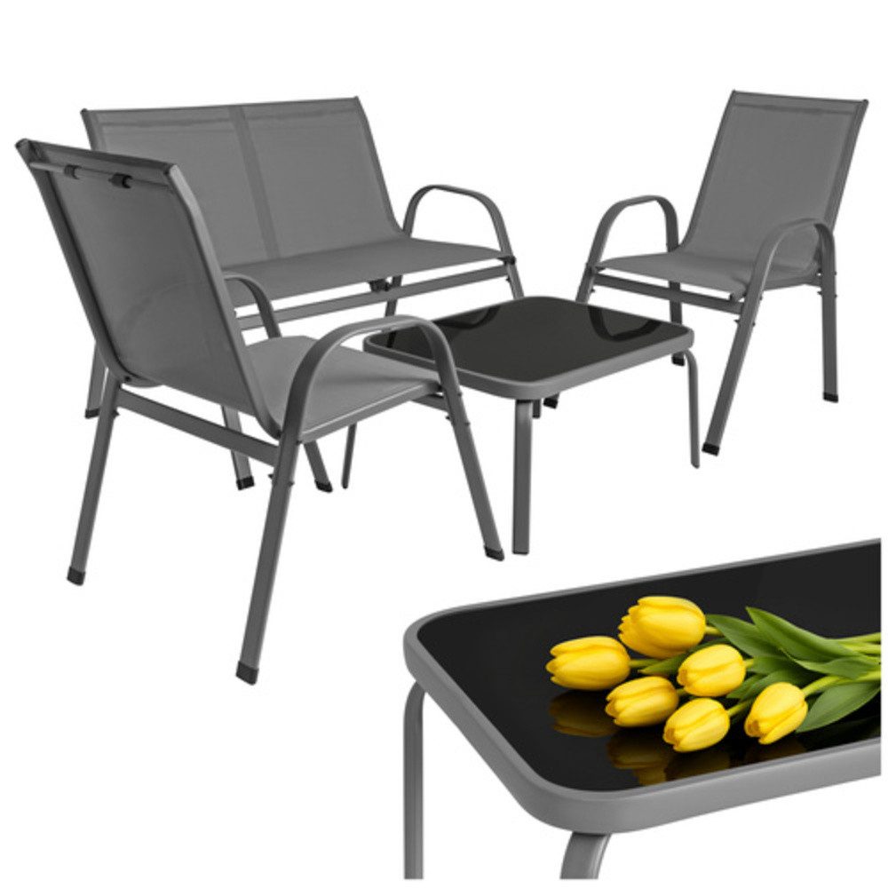 Gardlov Gartenlounge-Set Gartenmöbelset Balkontisch, (Spar-Set, 5-tlg., Feuchtigkeitsbeständiges Gewebe), Stahl sorgt für maximale Stabilität