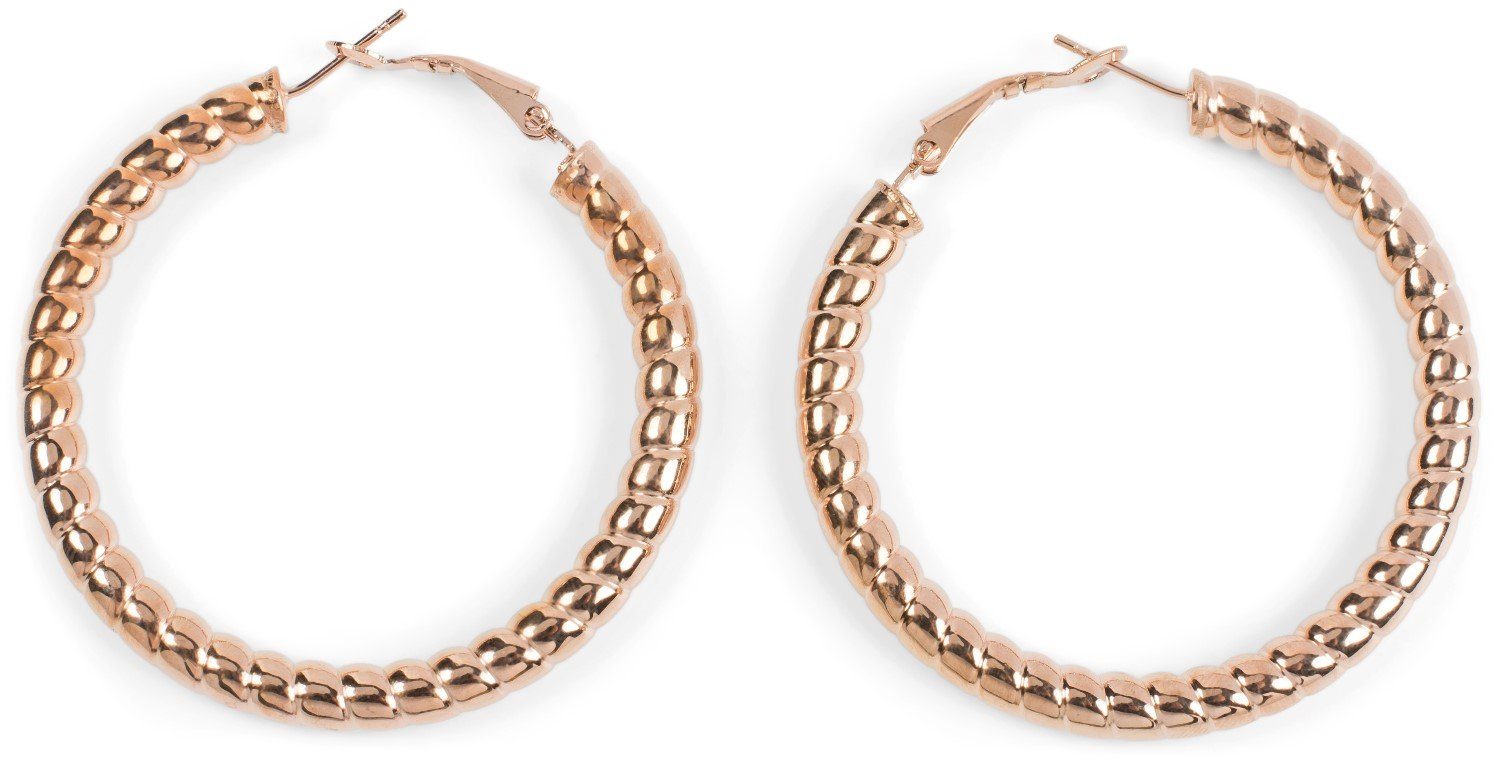 styleBREAKER Paar Creolen Edelstahl Creolen Ohrringe in Seil Optik (2, 2-tlg)