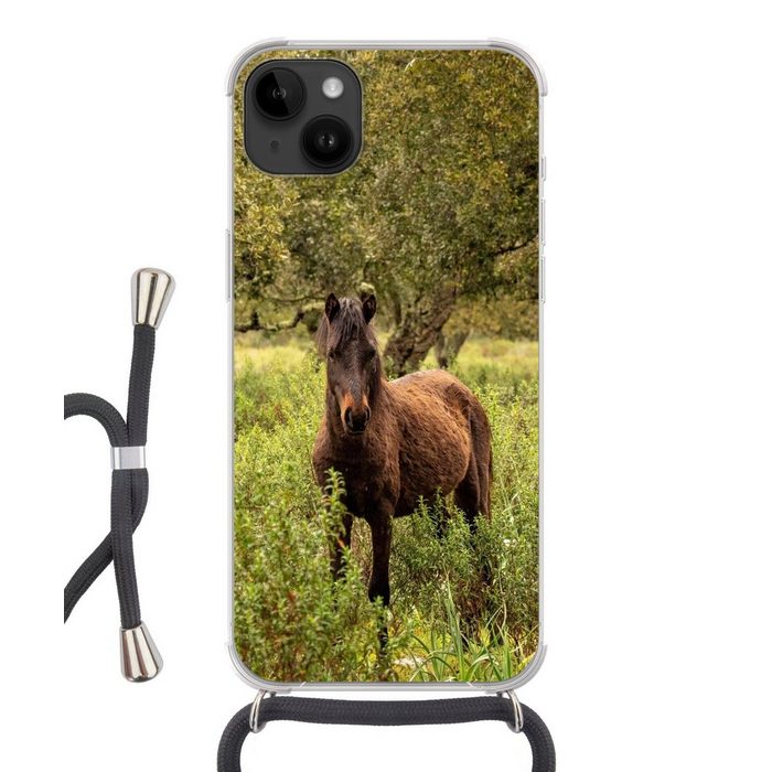 MuchoWow Handyhülle Pferd - Wald - Gras Handyhülle Telefonhülle Apple iPhone 14 Plus