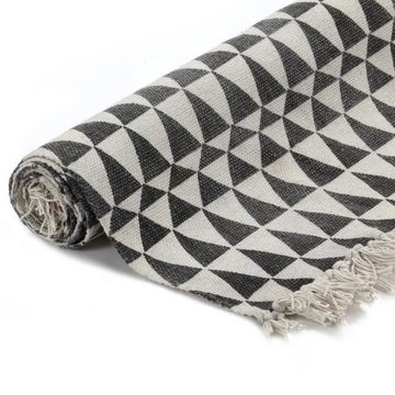 Teppich Kelim-Teppich Baumwolle 120x180 cm mit Muster Schwarz/Weiß, vidaXL, Rechteckig